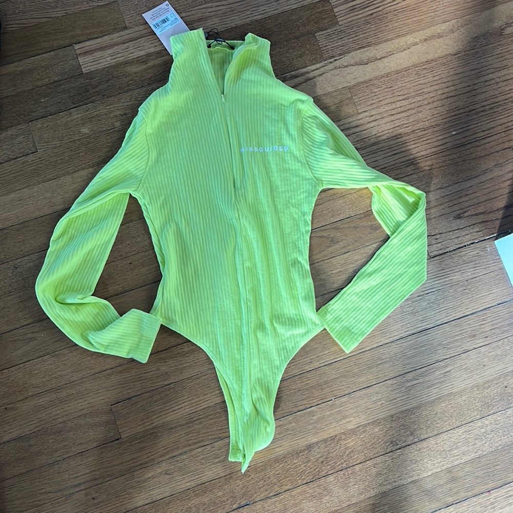 Body suit lime green with quarter zip